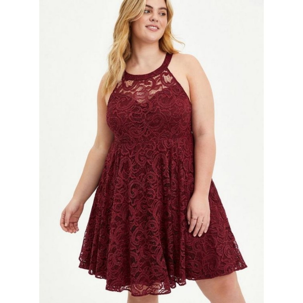 Torrid Size 22 Lace Skater Mini Dress 3X